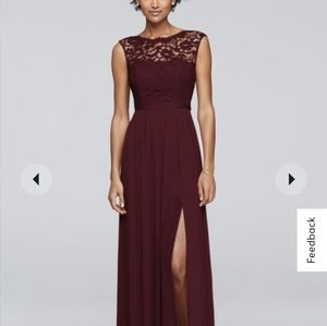 David's Bridal Missy Bridesmaid Dress (Wine Color)